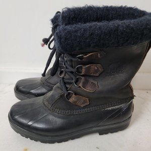 Sorel Size 8 Women's Alpine Felt Lined Wool Trim Black Leather Lug Sole …